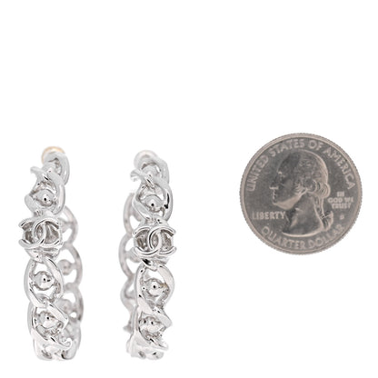Chanel Metal CC Hoop Earrings Silver 2 of 4