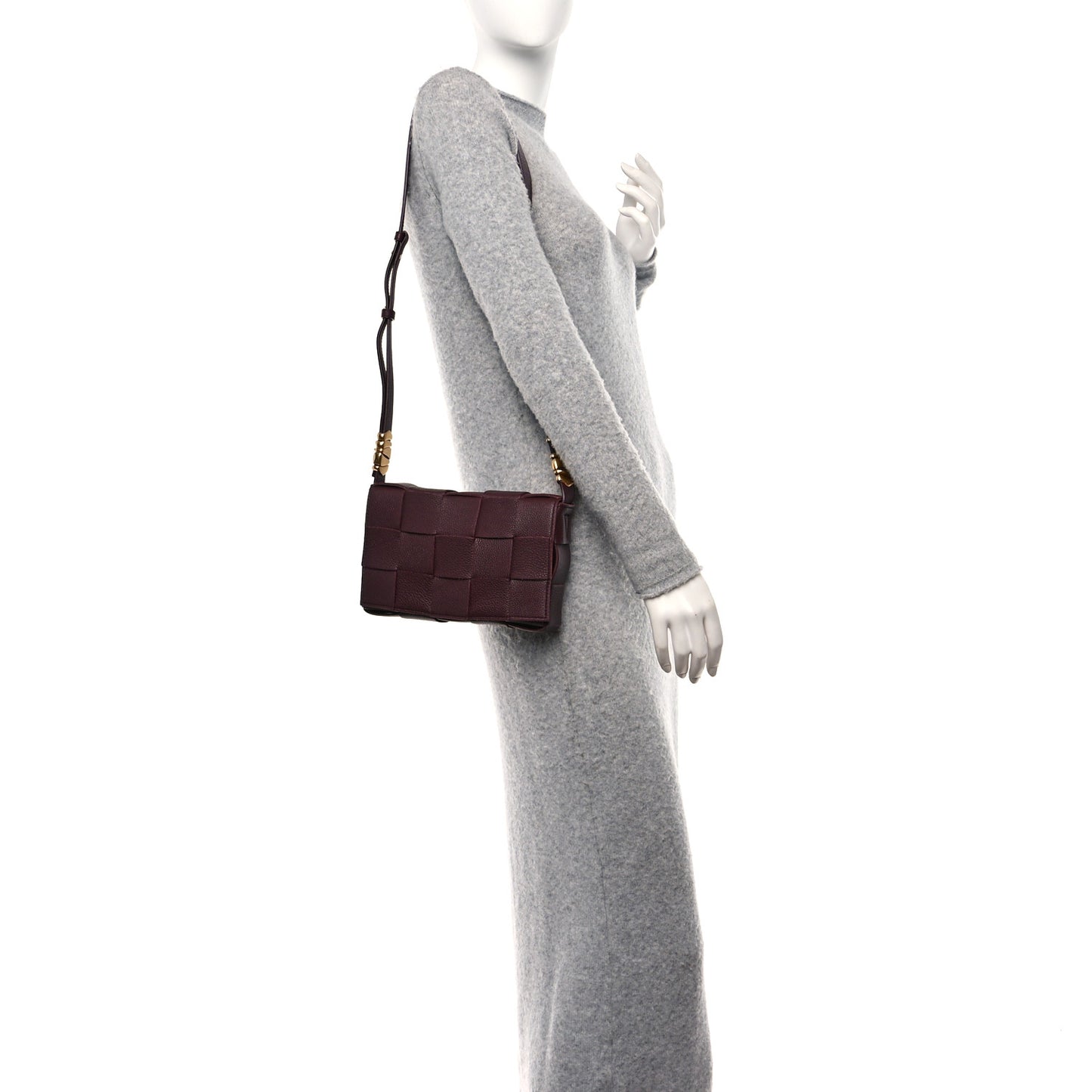 Grained Calfskin Maxi Intrecciato Cassette Crossbody Bag Bordeaux