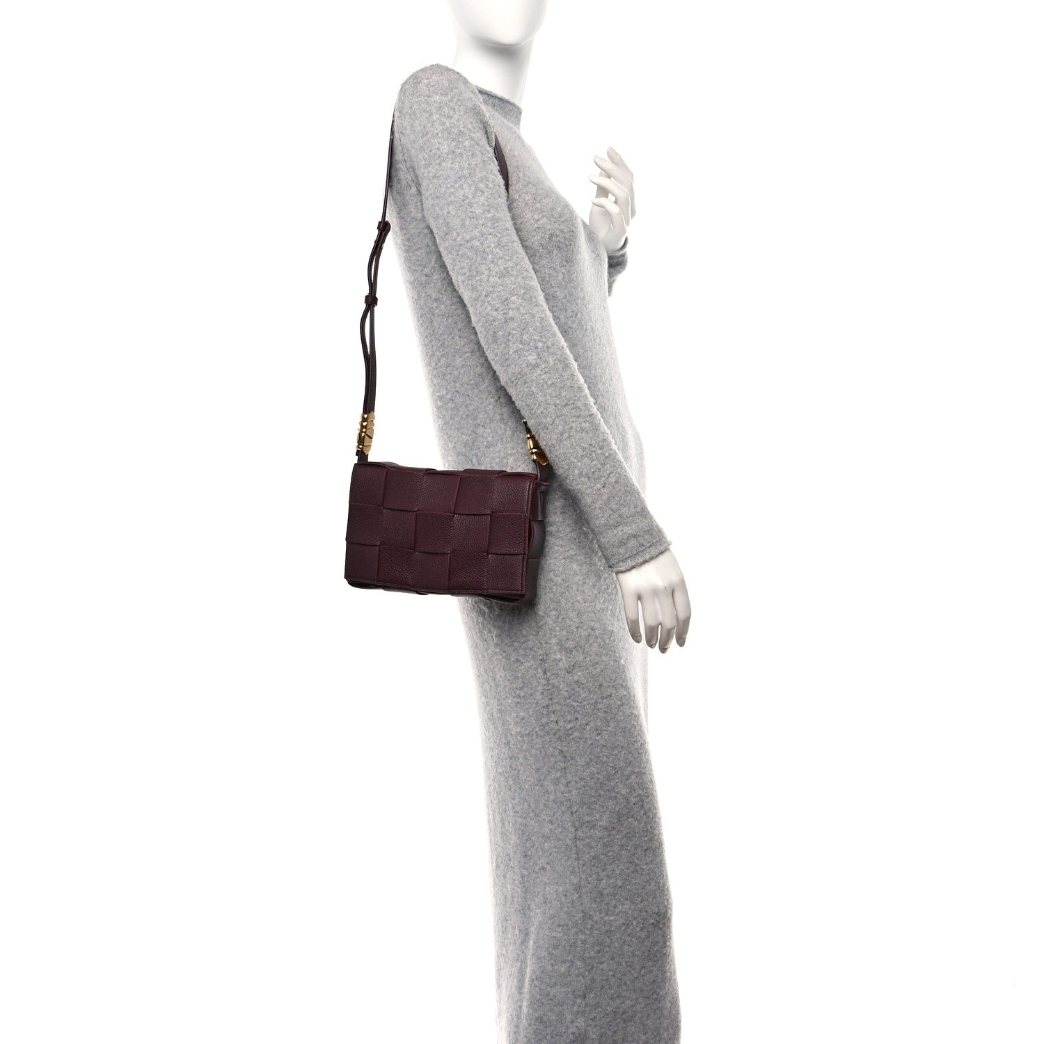Bottega Veneta Grained Calfskin Maxi Intrecciato Cassette Crossbody Bag Bordeaux 2 of 13