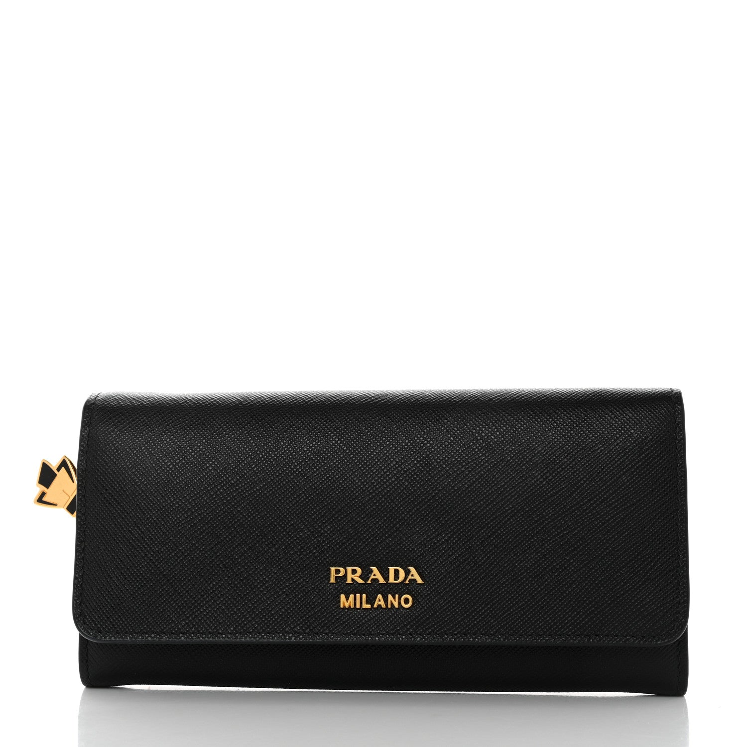 Prada Saffiano Metal Continental Flap Wallet Black 2 of 8