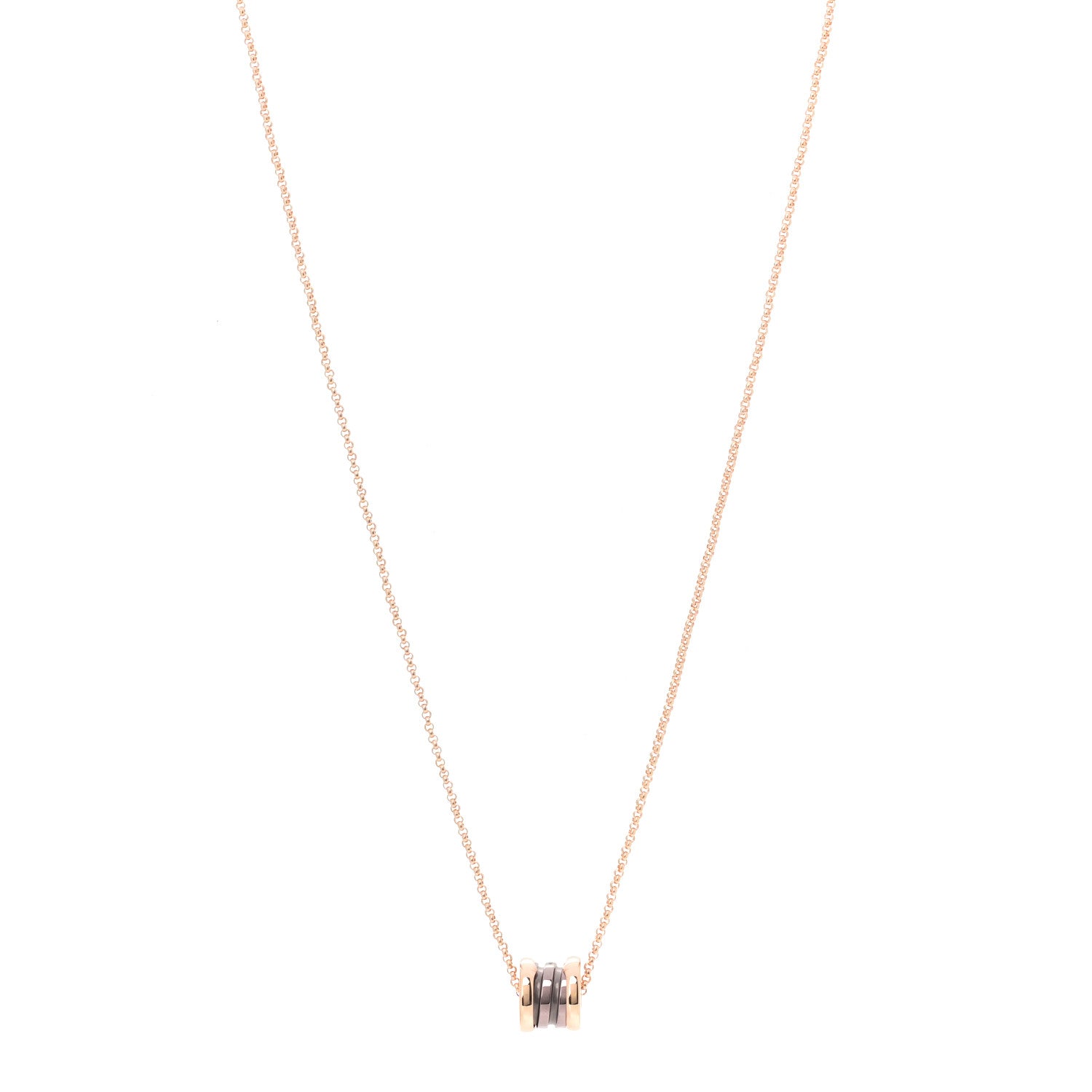 Bulgari 18K Rose Gold Cermet Small B.Zero1 Pendant Necklace 1 of 9