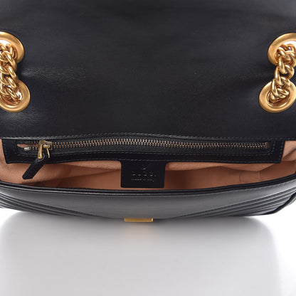 Gucci Calfskin Matelasse Small GG Marmont Shoulder Bag Black 5 of 7
