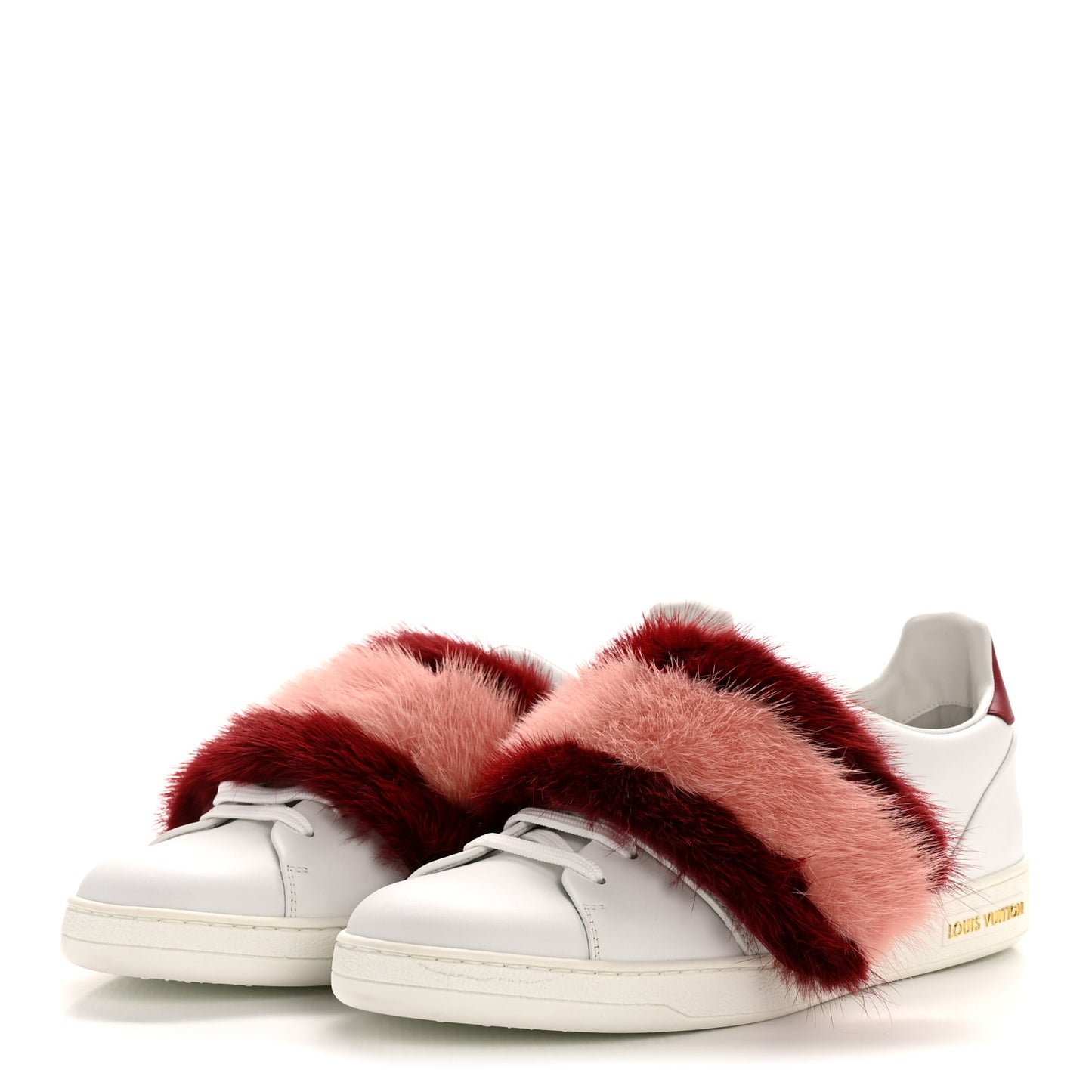 Calfskin Mink Fur Frontrow Sneakers 41 White