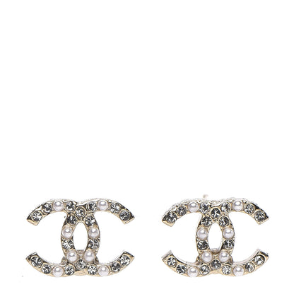 Chanel Crystal Pearl Mini CC Earrings Gold 1 of 5