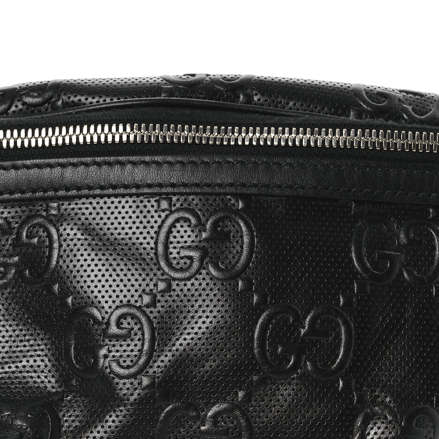 Gucci Calfskin GG Tennis Embossed Belt Bag Black 8 of 12