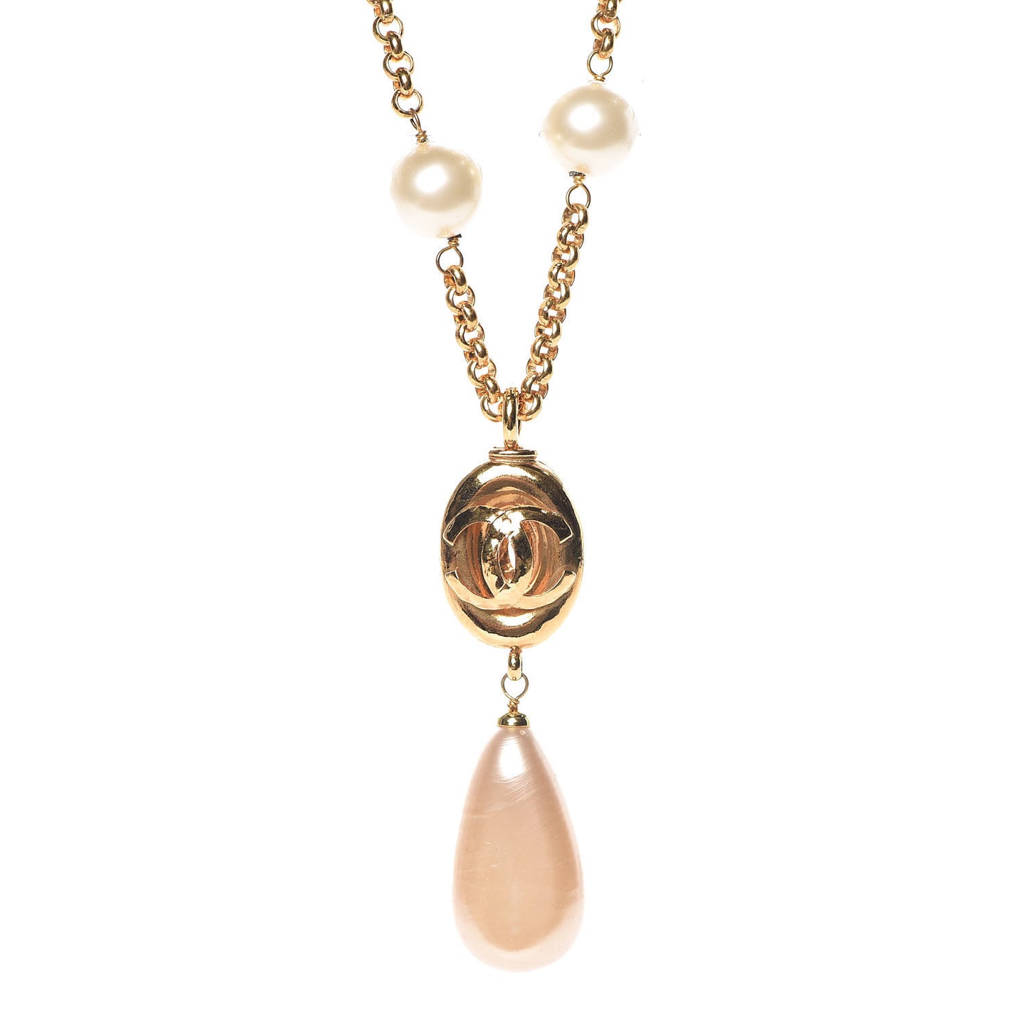 Pearl CC Long Necklace Gold