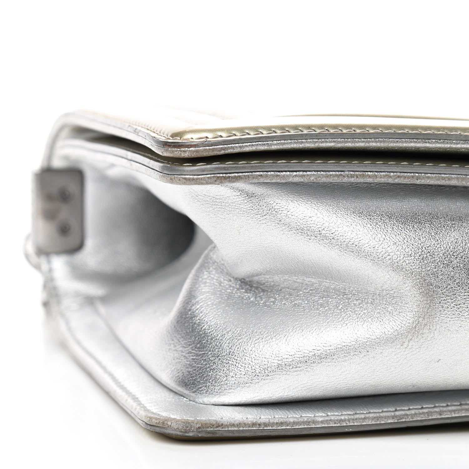 Chanel Metallic Patent Calfskin Quilted Medium Boy Flap Silver 6 of 9
