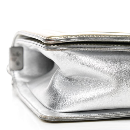Chanel Metallic Patent Calfskin Quilted Medium Boy Flap Silver 6 of 9