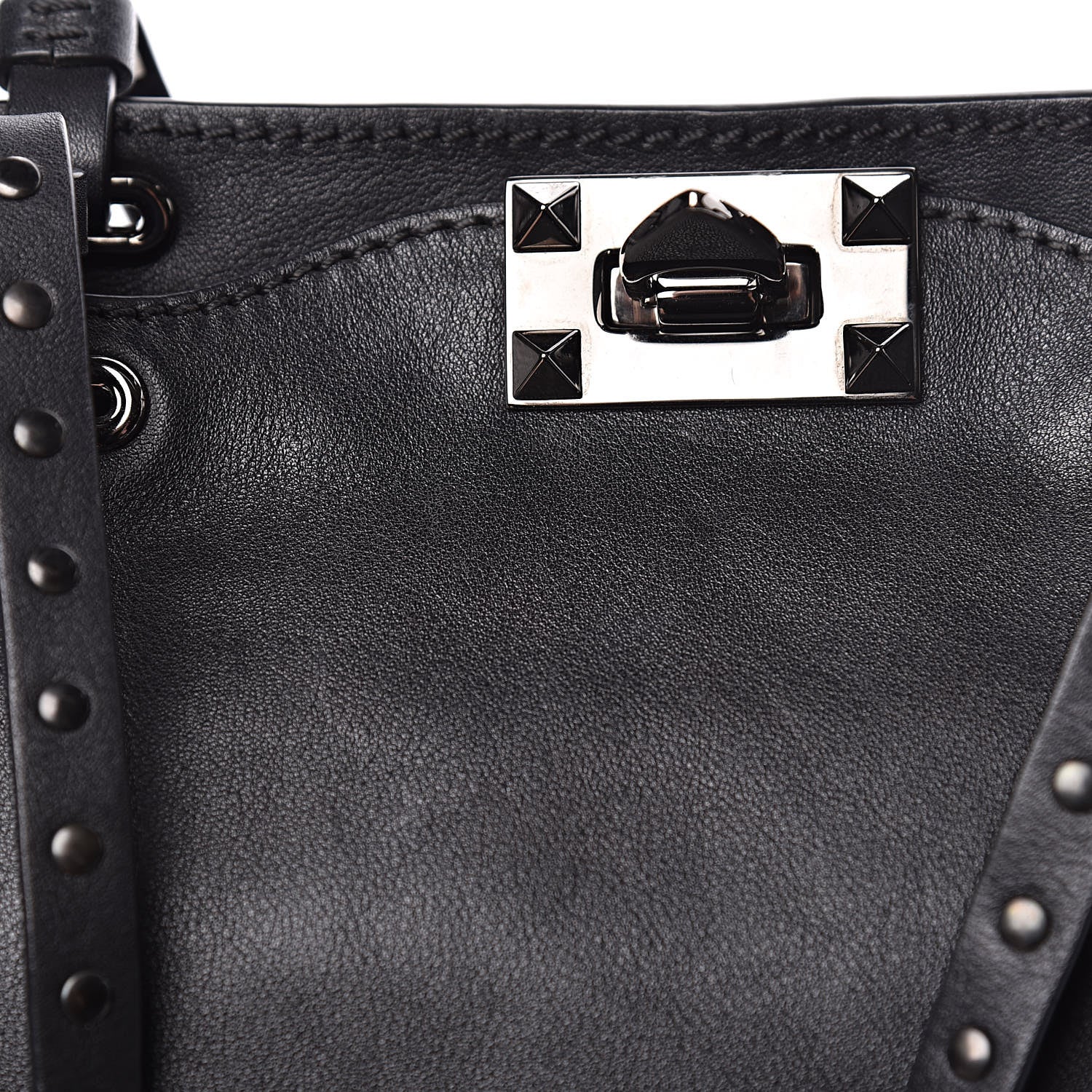 Valentino Garavani Vitello Small Rockstud Tote Black 10 of 13