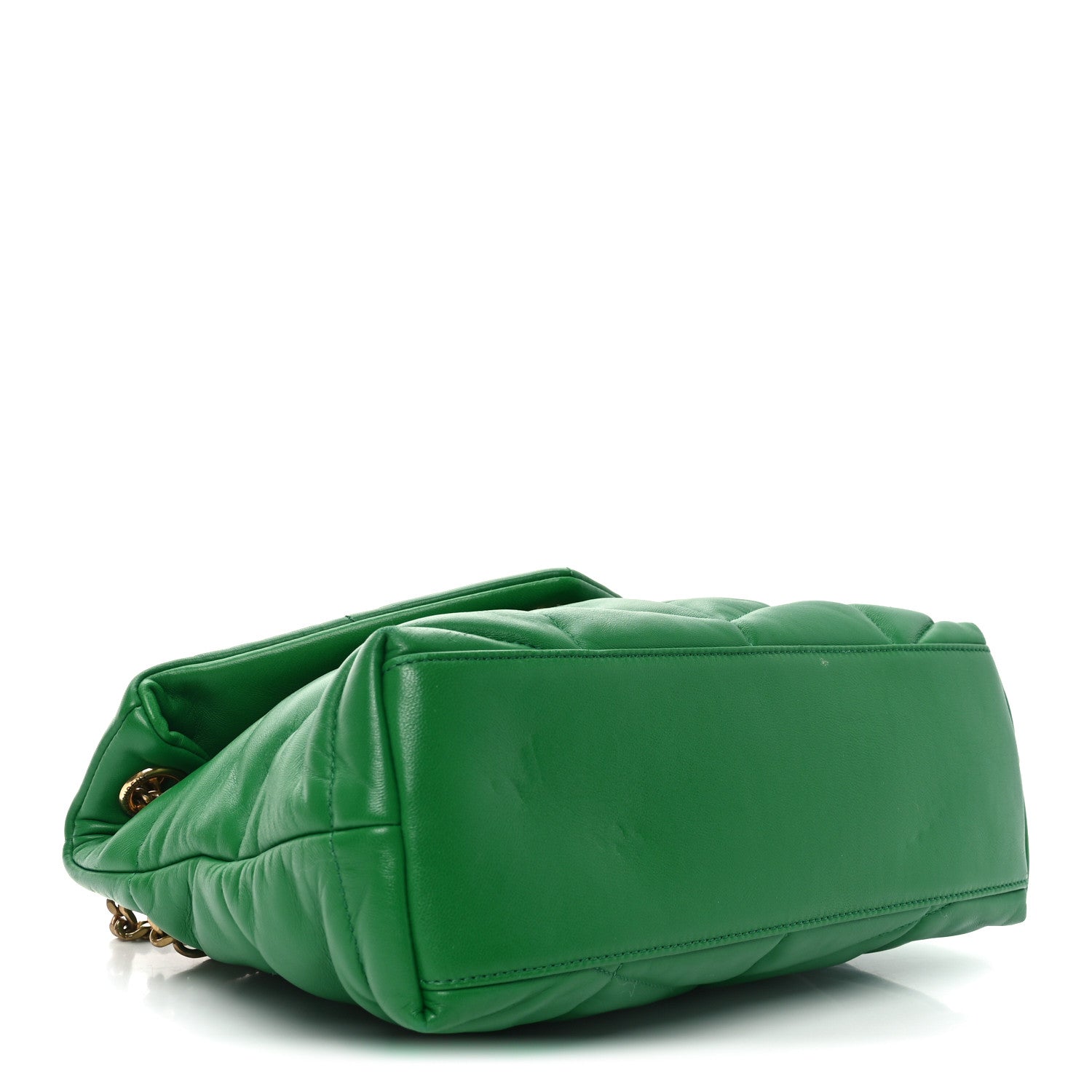 Saint Laurent Lambskin Quilted Small Loulou Puffer Monogram Chain Satchel New Vert 4 of 10