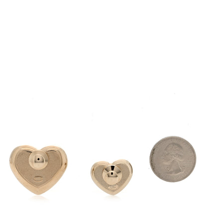 Chanel Resin Crystal CC Heart Brooch Set Pearly White Gold 2 of 4