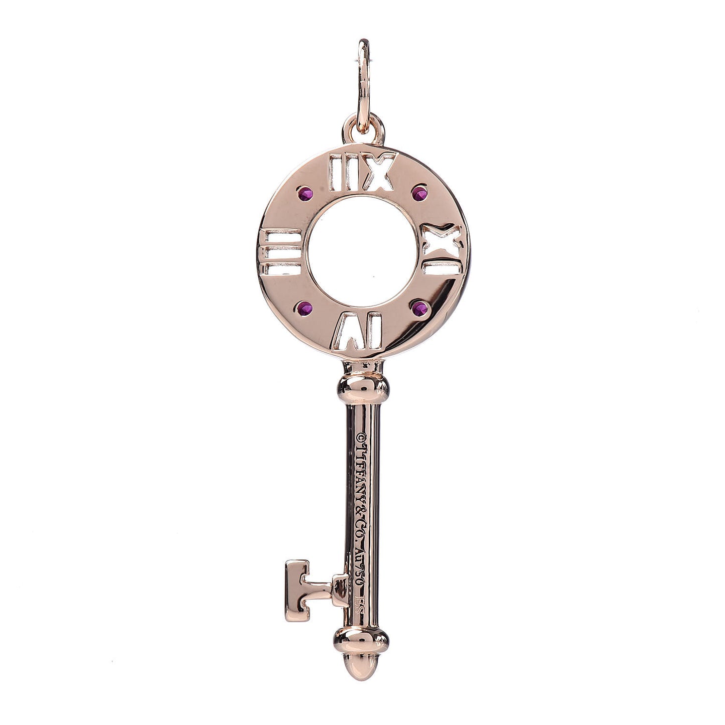 18K Rose Gold Ruby Atlas Pierced Key Pendant
