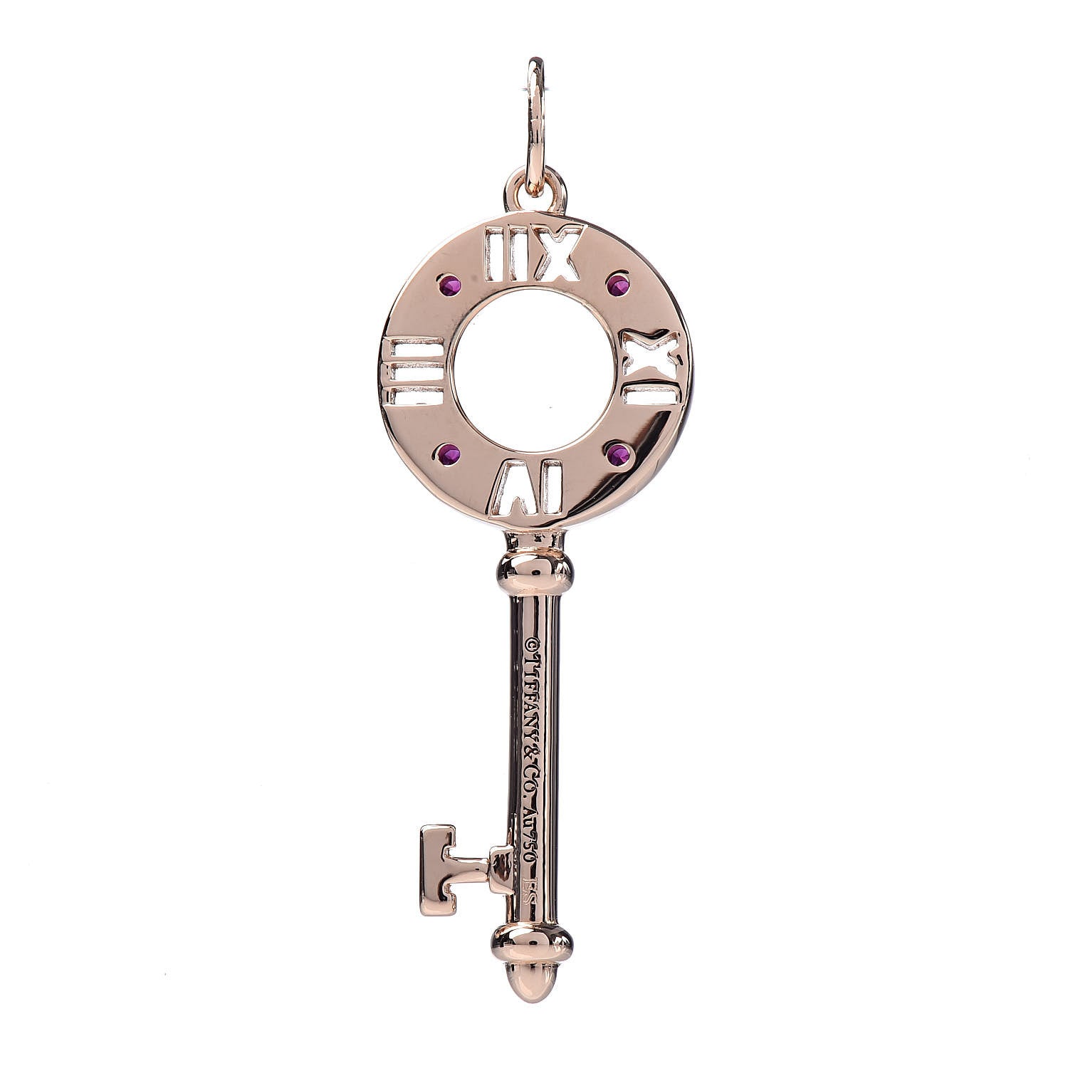 Tiffany 18K Rose Gold Ruby Atlas Pierced Key Pendant 3 of 4