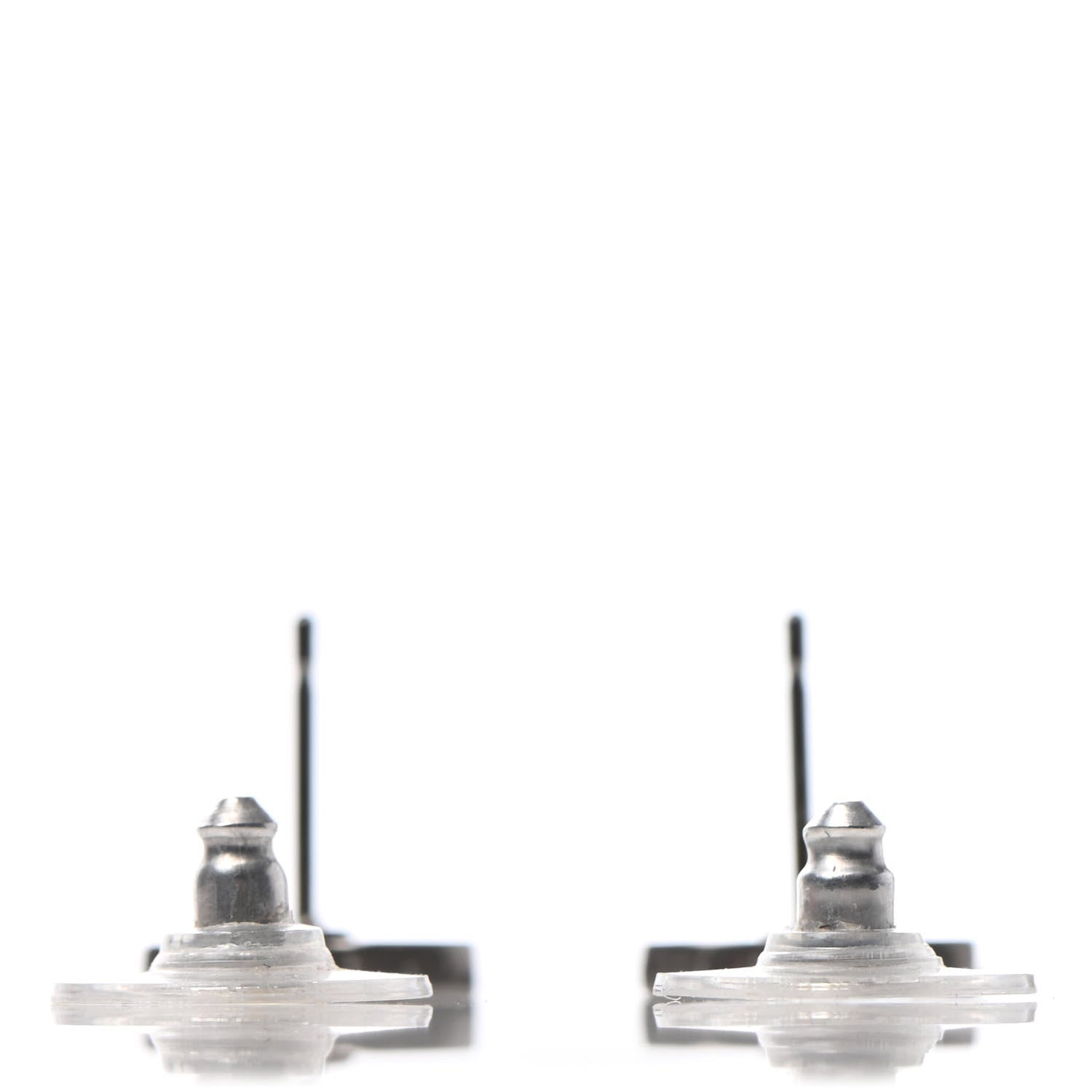 Chanel Enamel CC Stud Earrings Black Silver 3 of 4