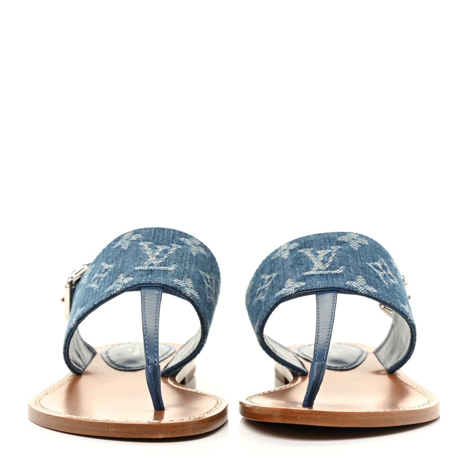 Louis Vuitton Monogram Denim Starboard Flat Thong Sandal 38 Blue 2 of 12