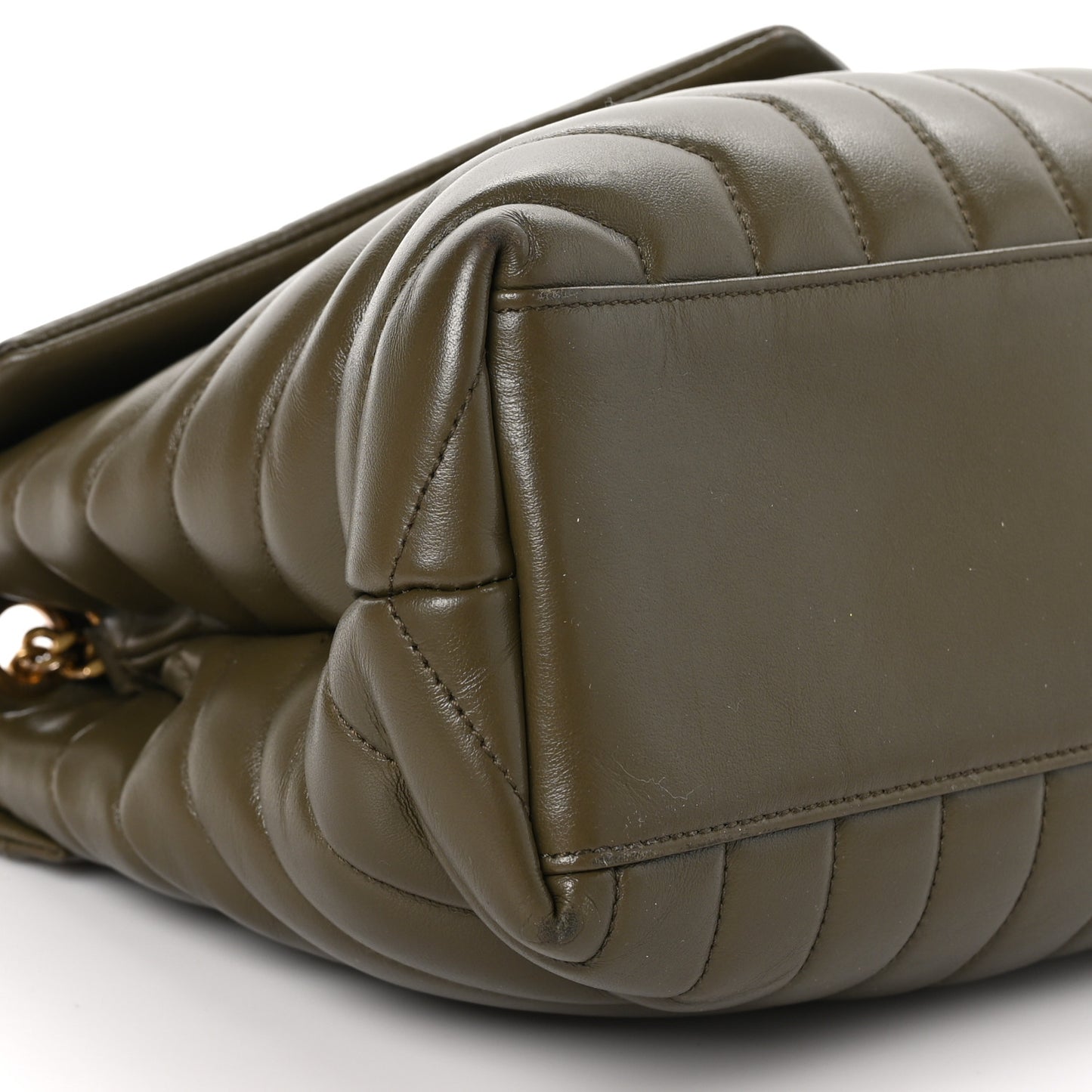 Calfskin Y Quilted Monogram Medium Loulou Chain Satchel Military Olive