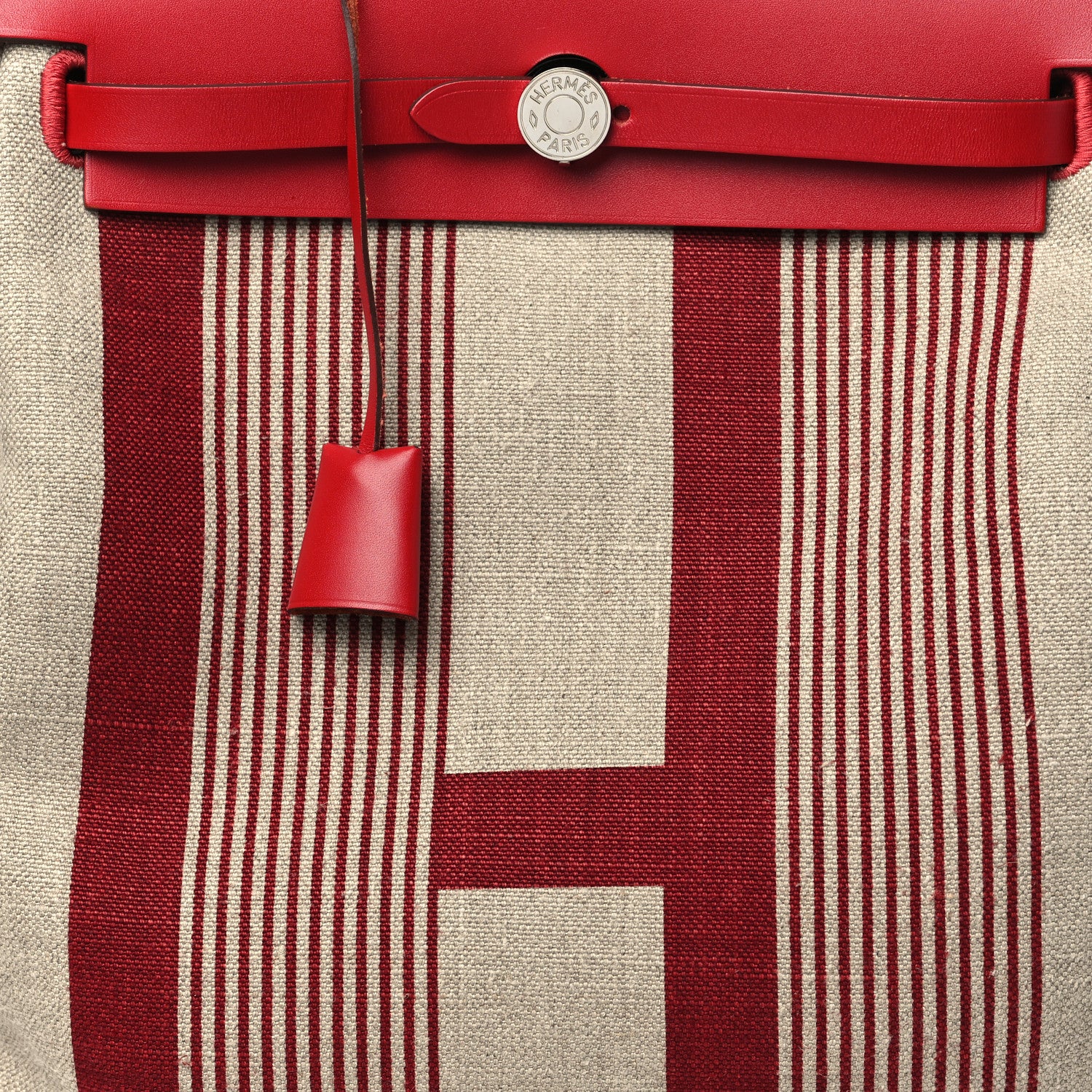 Hermes Vache Hunter Toile H Vibration Herbag a Dos Retourne Backpack Bordeaux Ficelle Rouge Piment 9 of 13