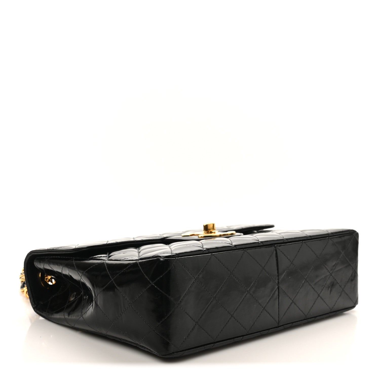Chanel Patent Quilted XL Jumbo Single Flap Black 4 of 11