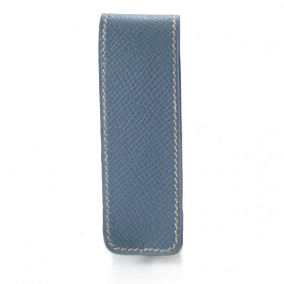 Hermes Courchevel Gum or Lipstick Case Bleu 2 of 6