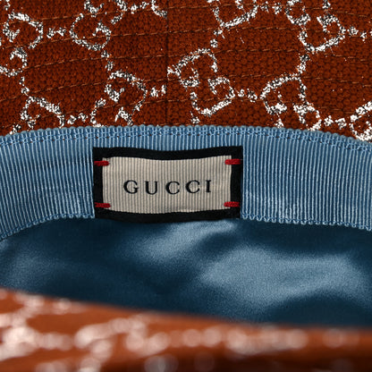 Gucci Canvas Lame GG Monogram Bucket Hat XS Burnt Orange Silver 6 of 8