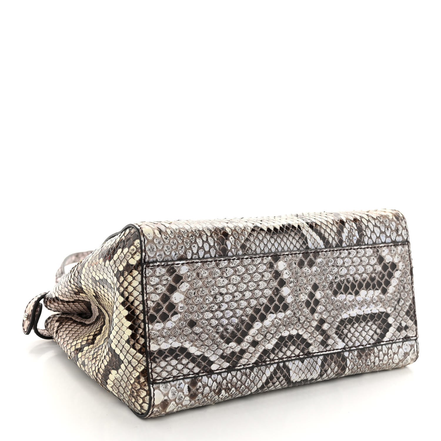 Fendi Snakeskin Shiny Nappa Mini Peekaboo Iconic Satchel Roccia Light Rose 4 of 10