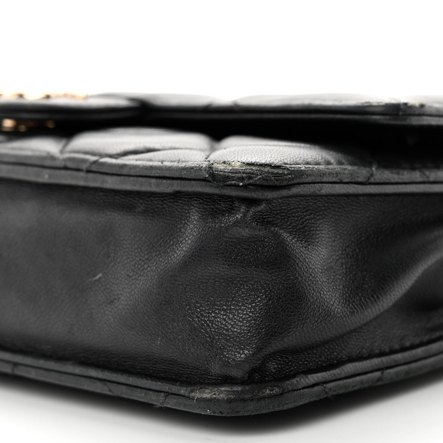 Lambskin Resin Bi-Color Quilted Wallet On Chain WOC Black