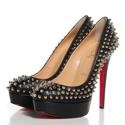 Christian Louboutin Nappa Bianca Spikes 140 Pumps 37 Black Silver 3 of 6