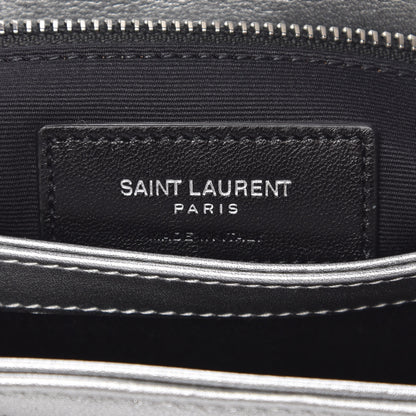 Saint Laurent Metallic Calfskin Y Quilted Monogram Toy Loulou Crossbody Bag Argento 7 of 8