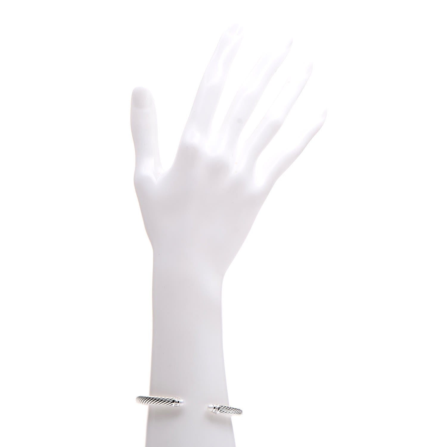 David Yurman Sterling Silver Diamond Pearl 5mm Cable Classics Bracelet 2 of 5