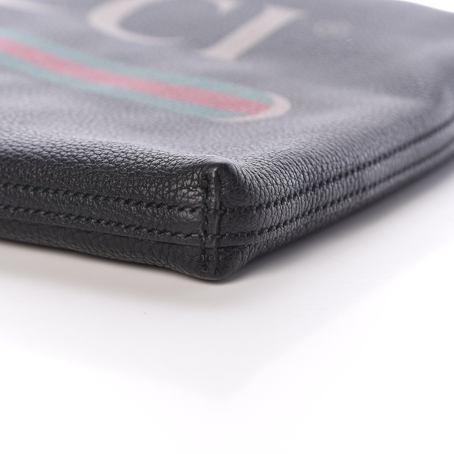 Gucci Pebbled Calfskin Large Logo Portfolio Clutch Black 6 of 9