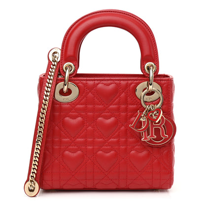 Christian Dior Calfskin Cannage Dioramour Mini Lady Dior Bag Bright Red 1 of 11