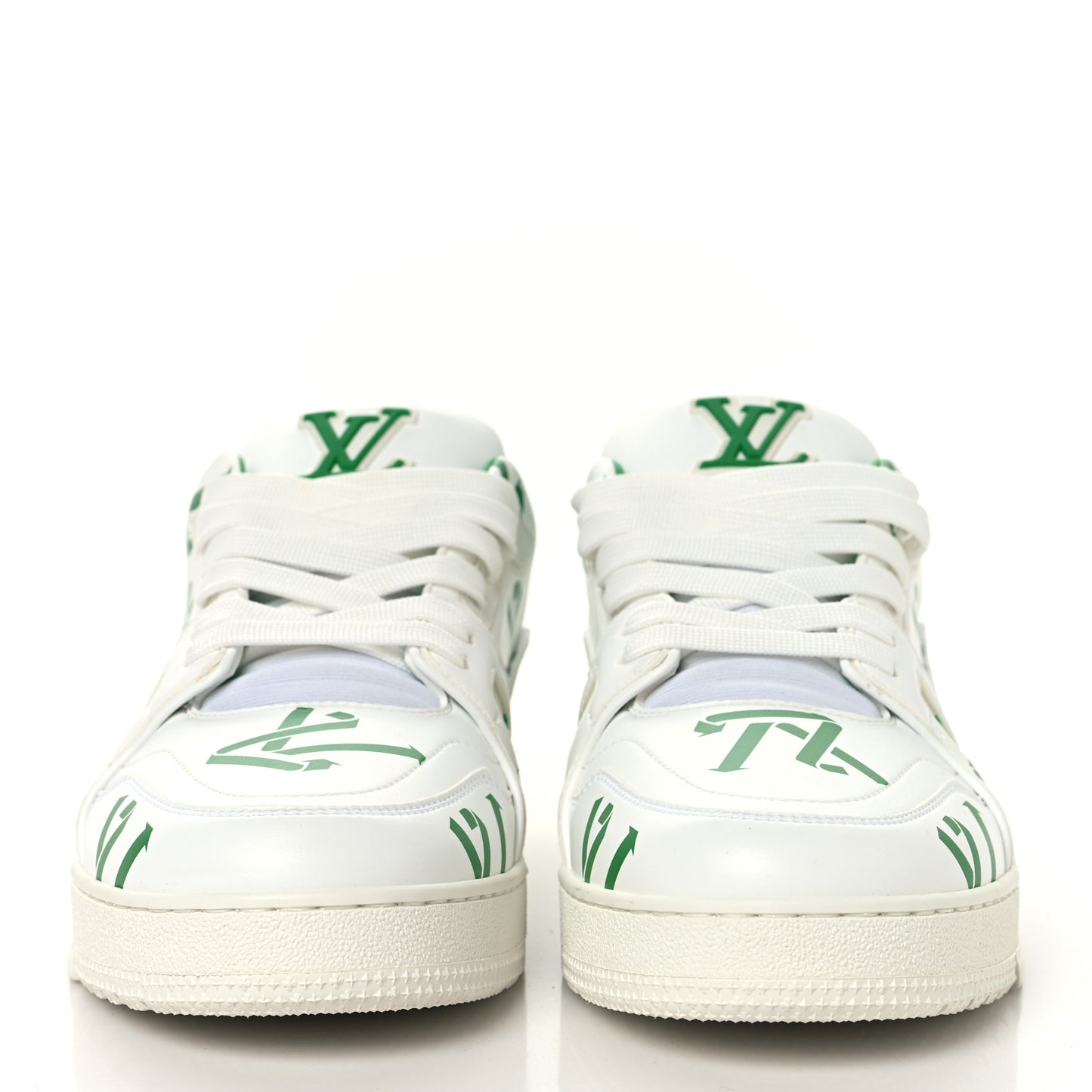 Mens LV Trainer Upcycling Sneakers 9 White Green