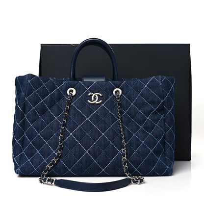 Chanel Denim Quilted Medium Coco Handle Shopping Tote Blue 12 of 12
