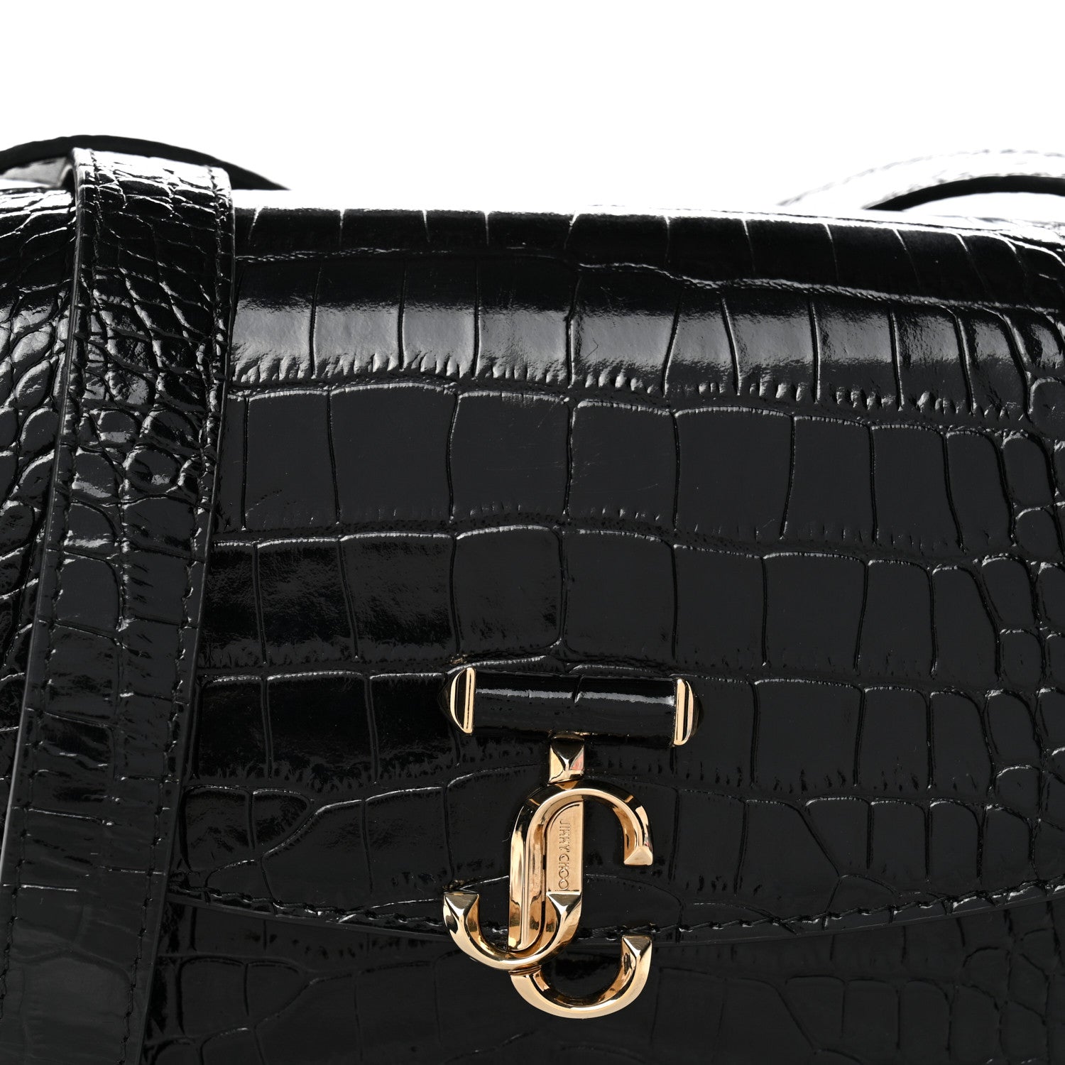 Jimmy Choo Calfskin Crocodile Embossed JCB Crossbody Bag Black 7 of 9