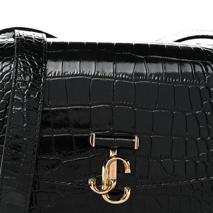 Jimmy Choo Calfskin Crocodile Embossed JCB Crossbody Bag Black 7 of 9