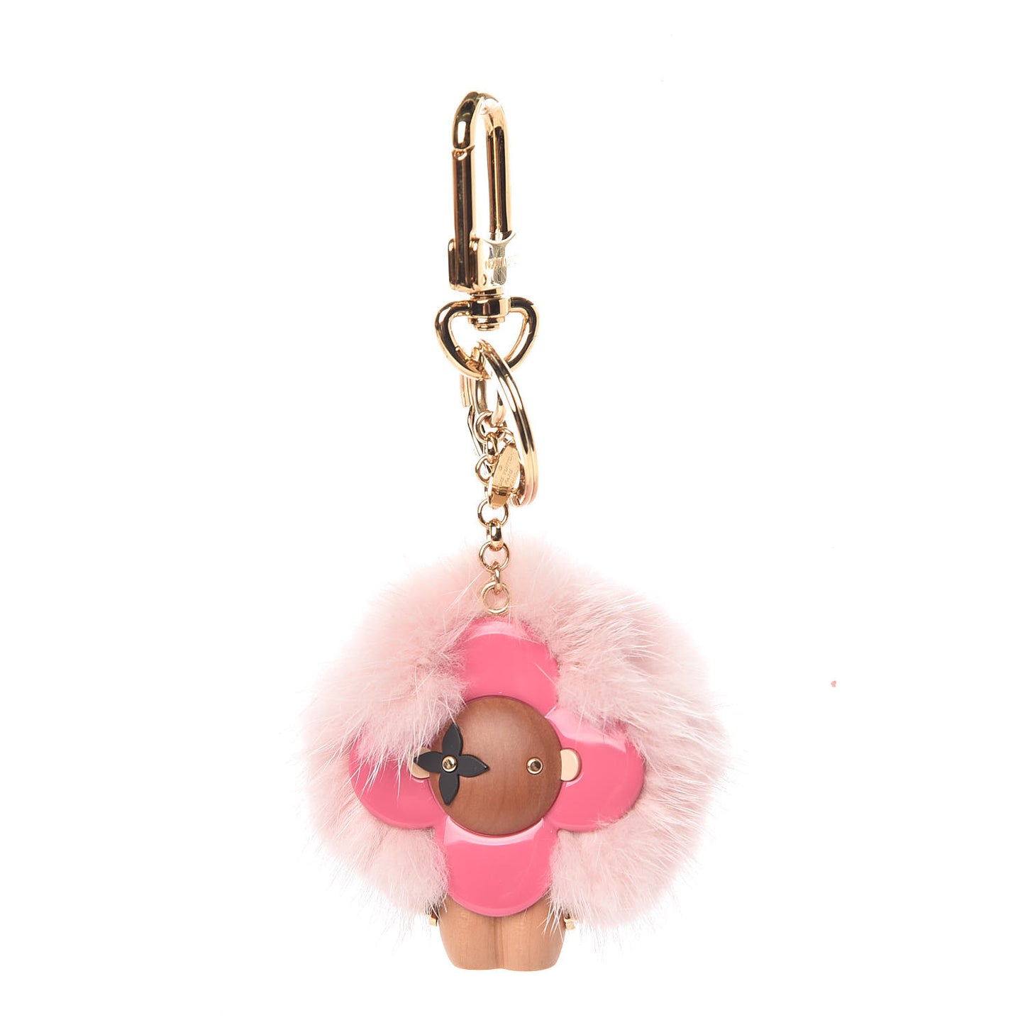 Resin Wood Mink Fur Vivienne Bag Charm Key Holder Pink