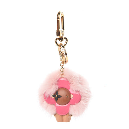 Louis Vuitton Resin Wood Mink Fur Vivienne Bag Charm Key Holder Pink 1 of 2