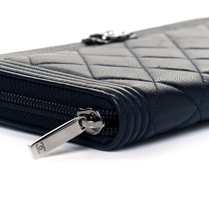 Chanel Lambskin Quilted Boy Zip Around Wallet Navy 10 of 11