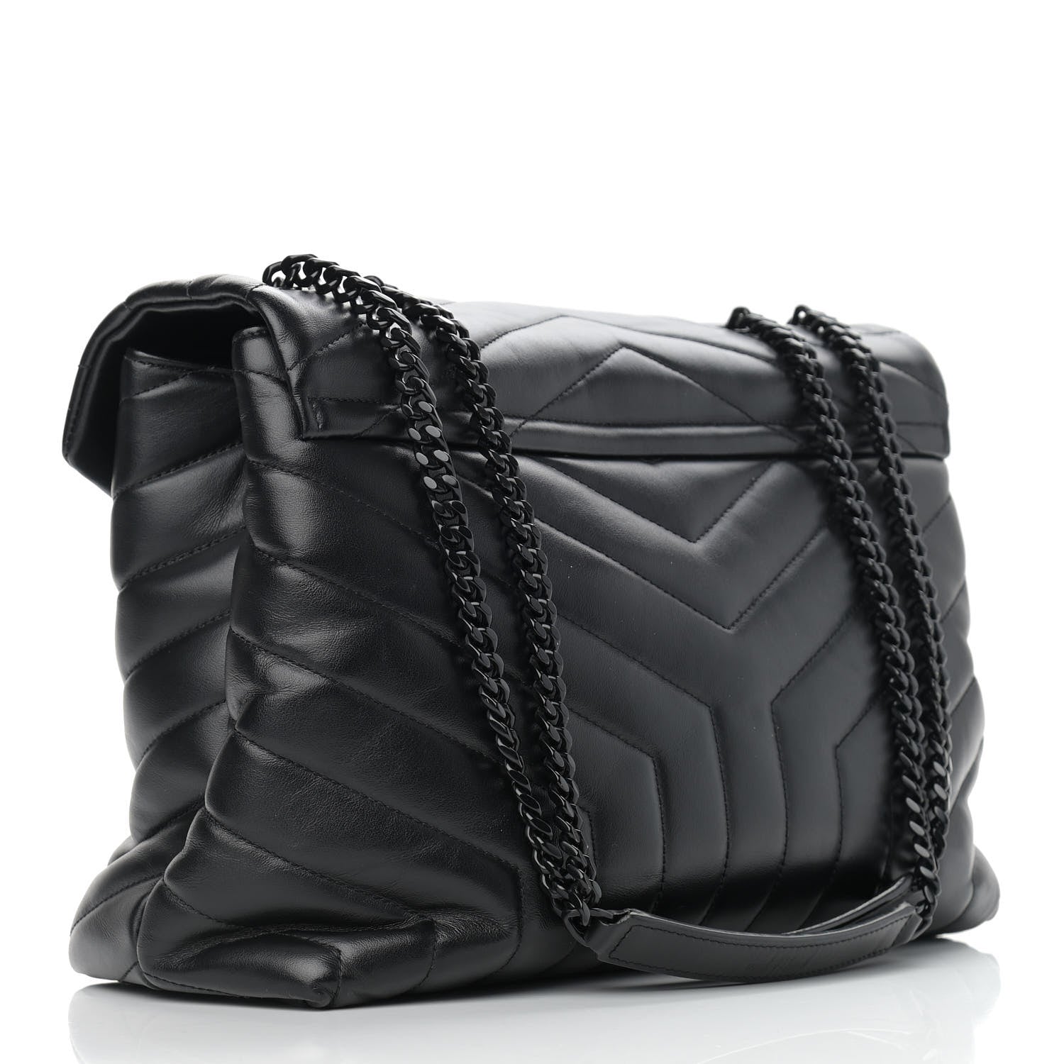 Saint Laurent Calfskin Y Quilted Monogram Medium Loulou Chain Satchel Black 3 of 12