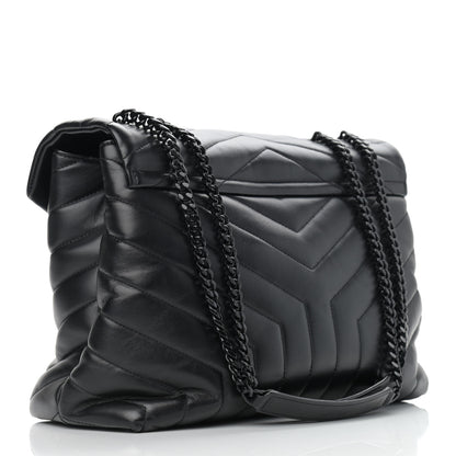 Saint Laurent Calfskin Y Quilted Monogram Medium Loulou Chain Satchel Black 3 of 12