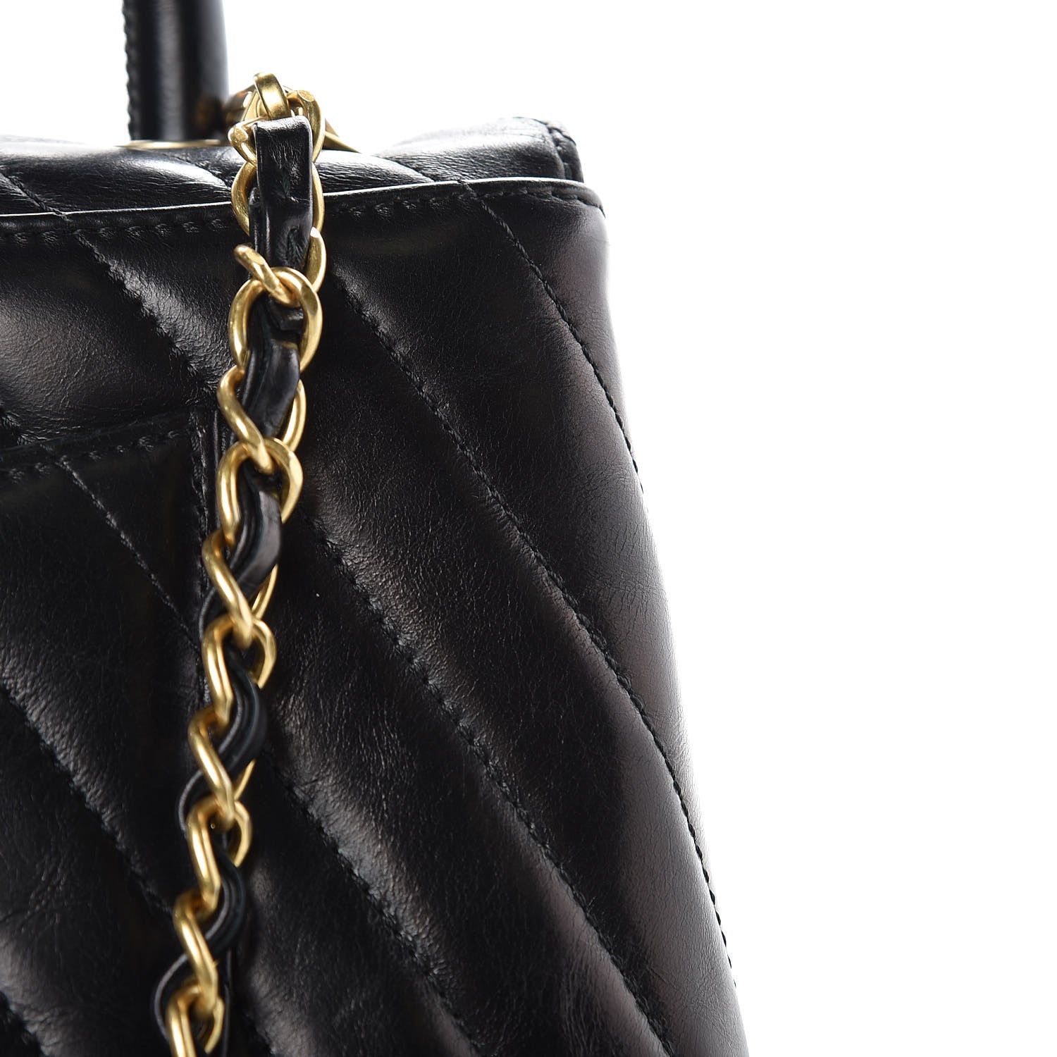Chanel Calfskin Chevron Quilted Small Coco Handle Flap Black 9 of 11