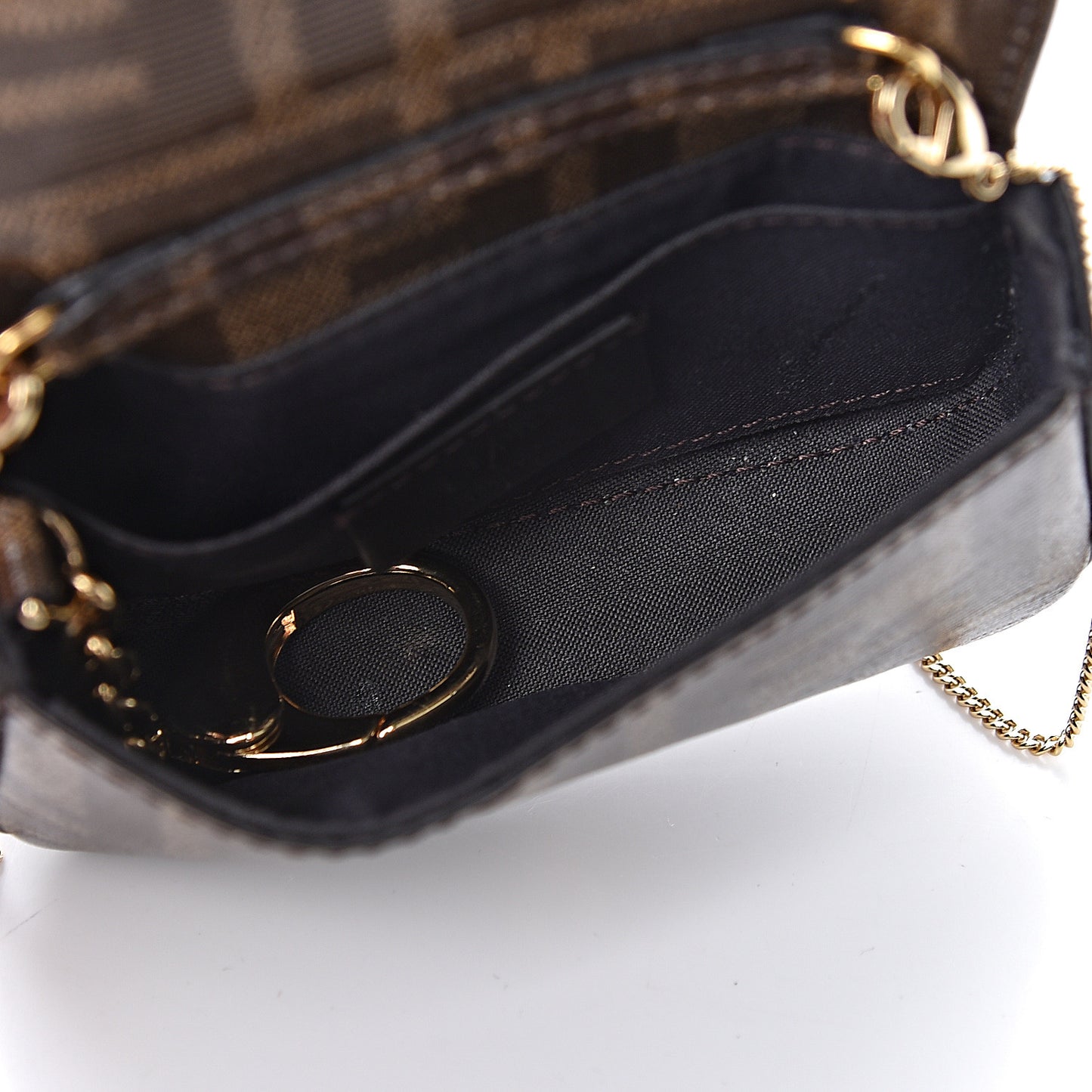 Glazed Fabric FF 1974 Nano Baguette Belt Charm Mogano Panna
