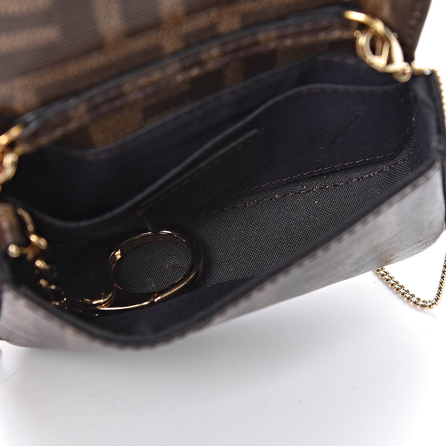 Fendi Glazed Fabric FF 1974 Nano Baguette Belt Charm Mogano Panna 6 of 11
