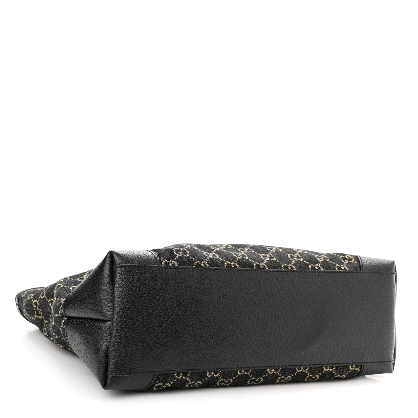 Jacquard Black Denim GG Monogram Medium Ophidia Shopping Tote Black Ivory