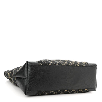 Gucci Jacquard Black Denim GG Monogram Medium Ophidia Shopping Tote Black Ivory 4 of 13