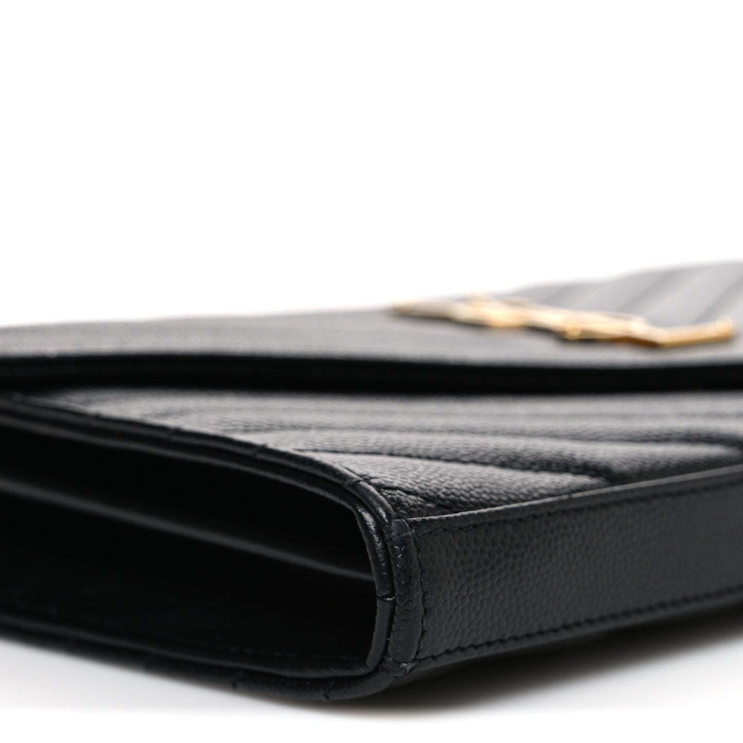 Grain De Poudre Matelasse Chevron Monogram Chain Wallet Black