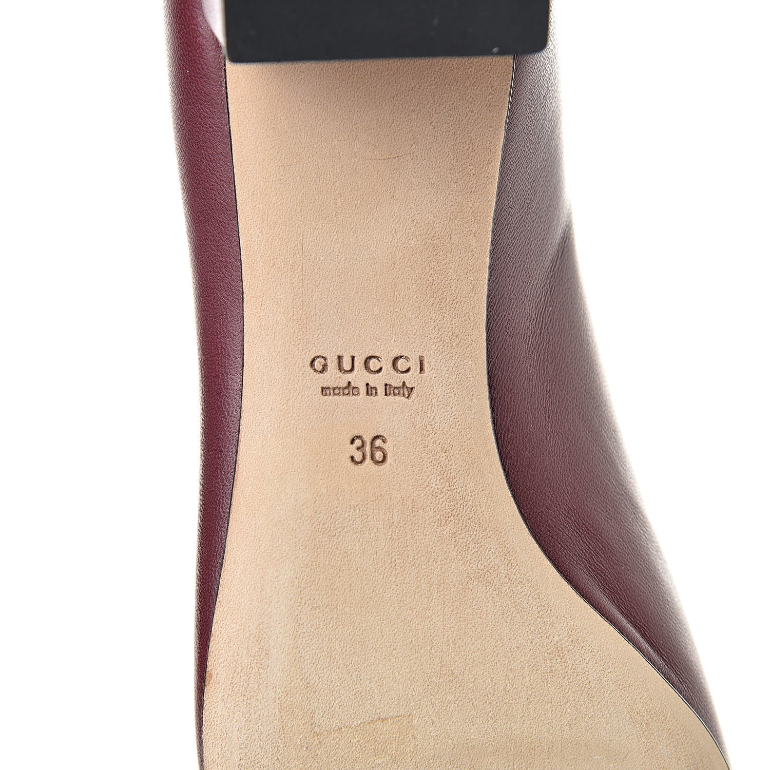 Gucci Calfskin Studded Interlocking G Flat 36 Burgundy 8 of 14