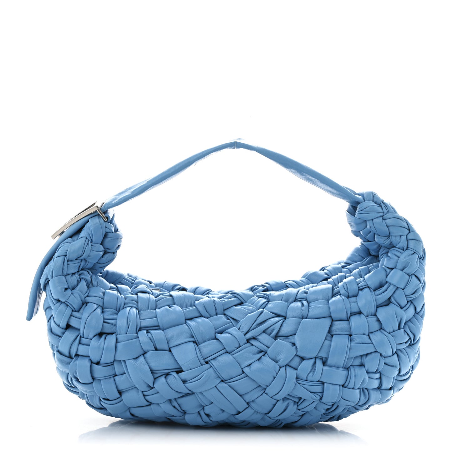 Paper Calfskin Intrecciato Banana Shoulder Bag Swimming Pool