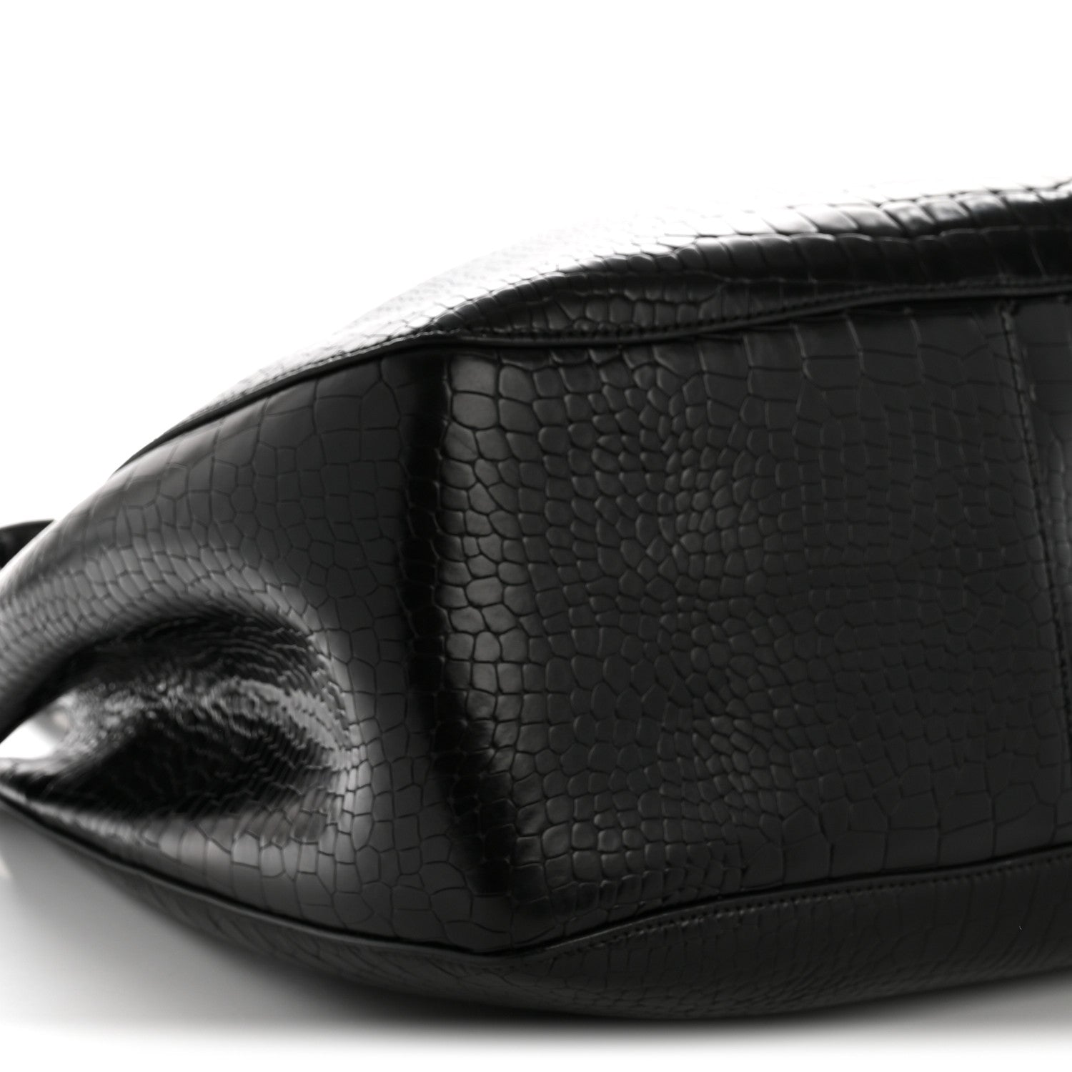 Alaia Calfskin Crocodile Embossed Bucket Bag Black 9 of 14