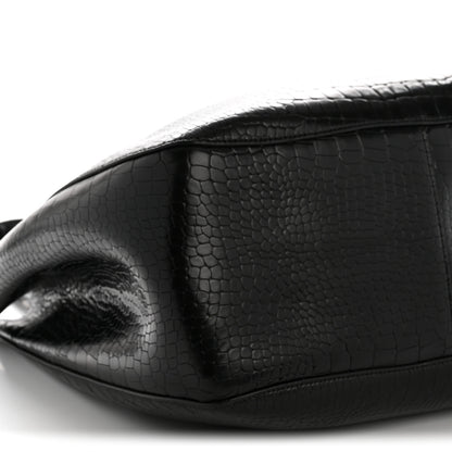 Alaia Calfskin Crocodile Embossed Bucket Bag Black 9 of 14